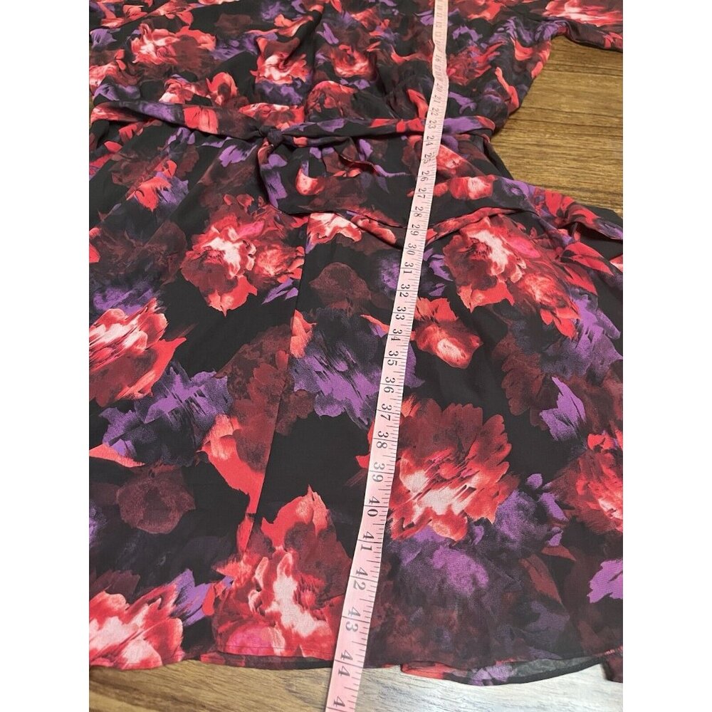Jason Wu Floral Flowy Faux Wrap Dress Size 3x Long Sleeve - Picture 9 of 10